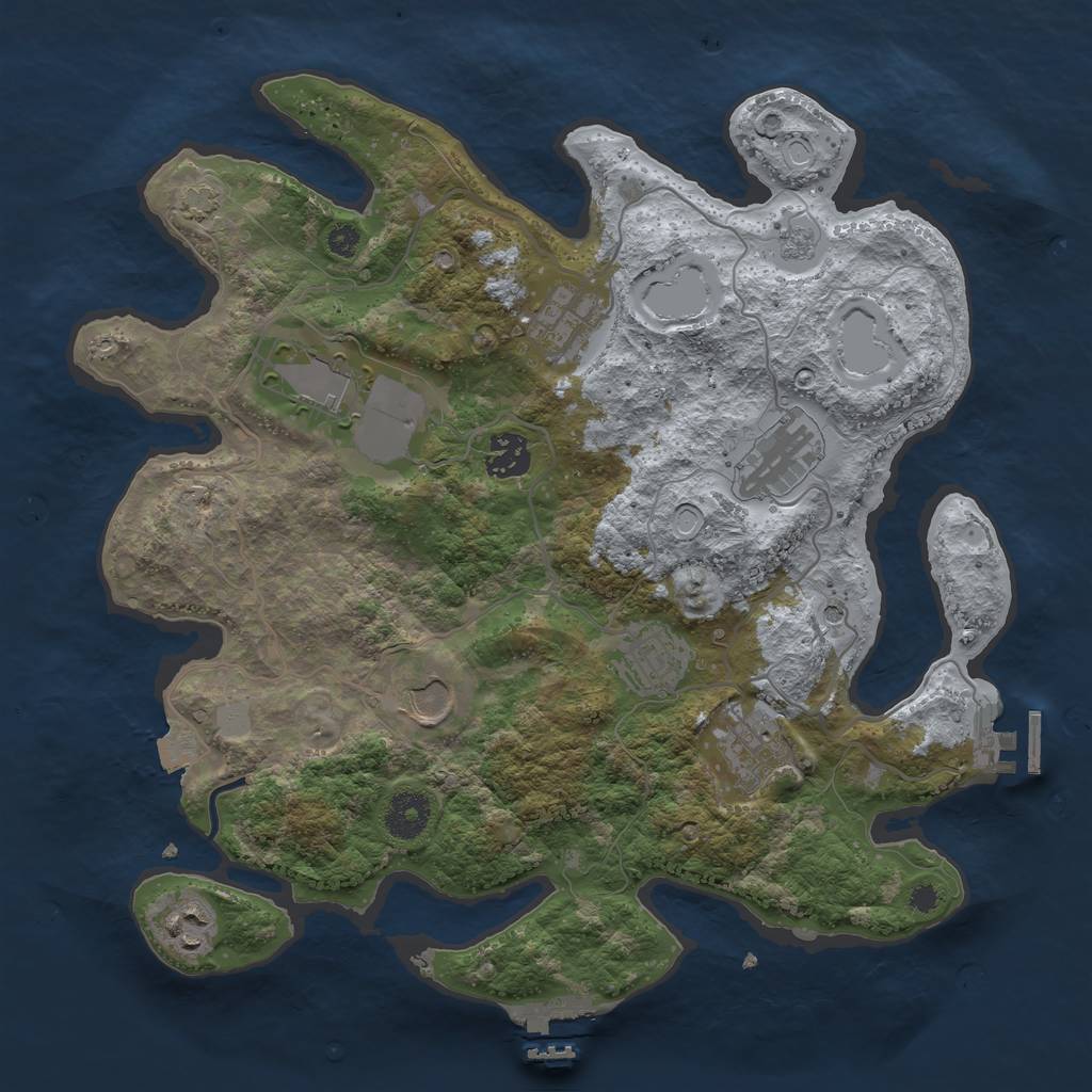 Rust Map: Procedural Map, Size: 3500, Seed: 2254153, 16 Monuments