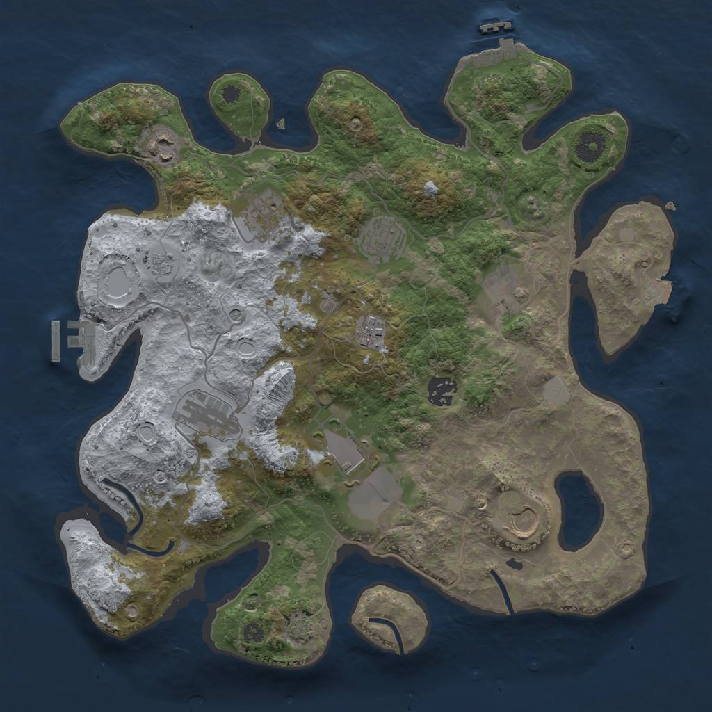 Rust Map: Procedural Map, Size: 3500, Seed: 171785126, 17 Monuments