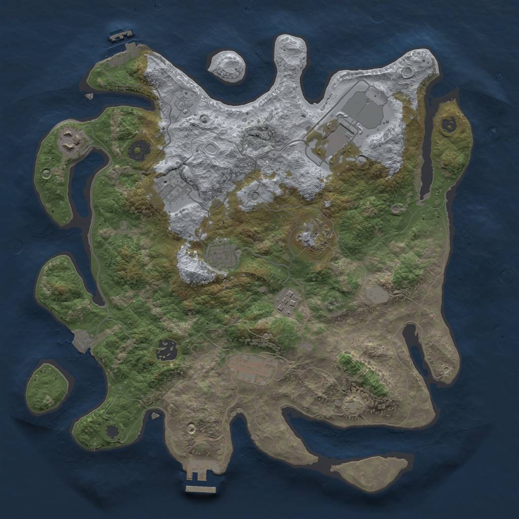 Rust Map: Procedural Map, Size: 3500, Seed: 120924, 16 Monuments