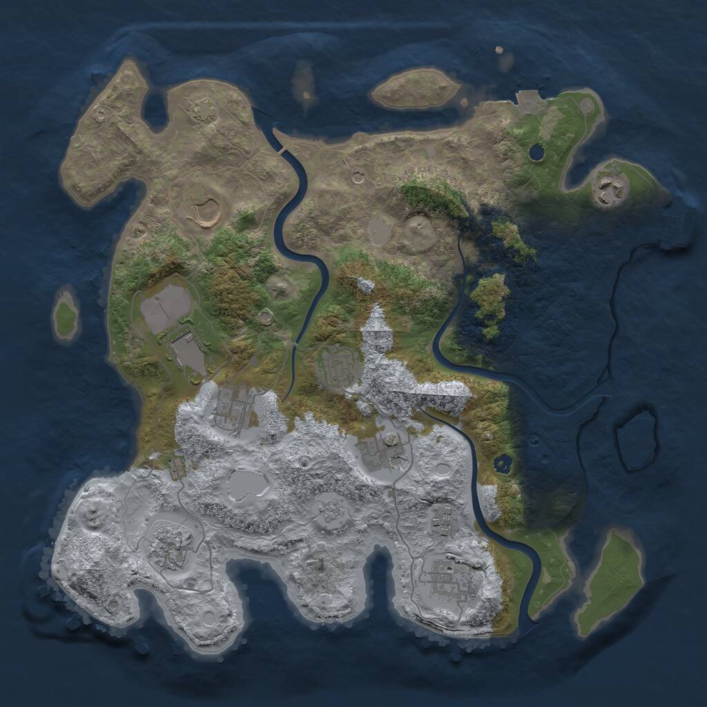 Rust Map: Procedural Map, Size: 3650, Seed: 1688235960, 16 Monuments