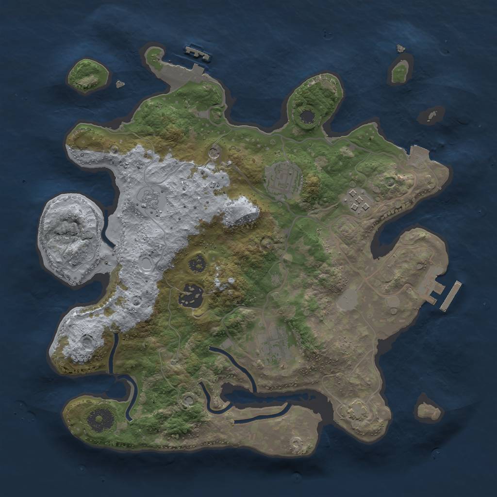 Rust Map: Procedural Map, Size: 3000, Seed: 1271509757, 12 Monuments