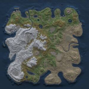 Thumbnail Rust Map: Procedural Map, Size: 3650, Seed: 1677757800, 16 Monuments