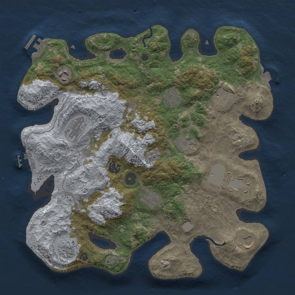 Rust Map: Procedural Map, Size: 3650, Seed: 1677757800, 19 Monuments