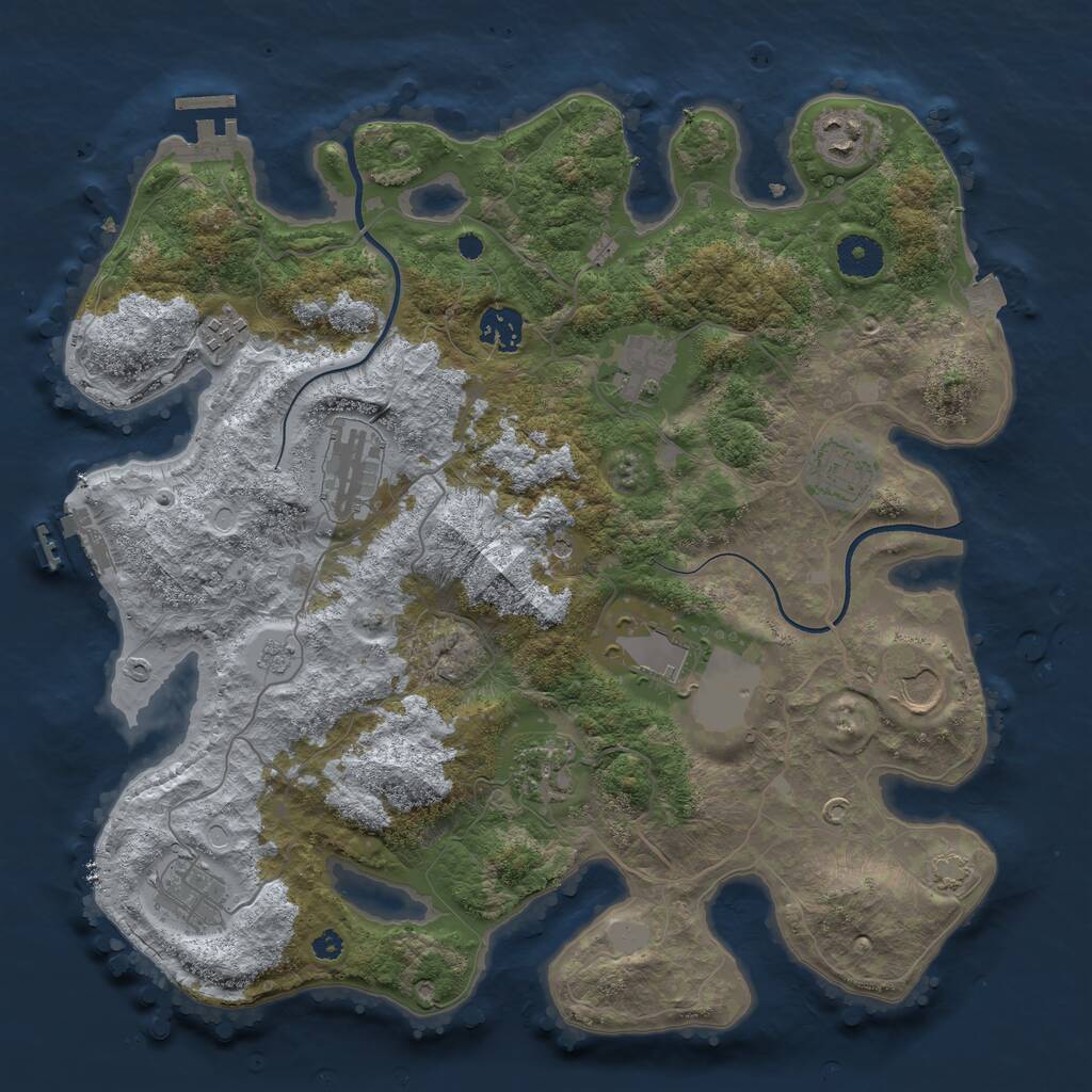 Rust Map: Procedural Map, Size: 3650, Seed: 1677757800, 16 Monuments