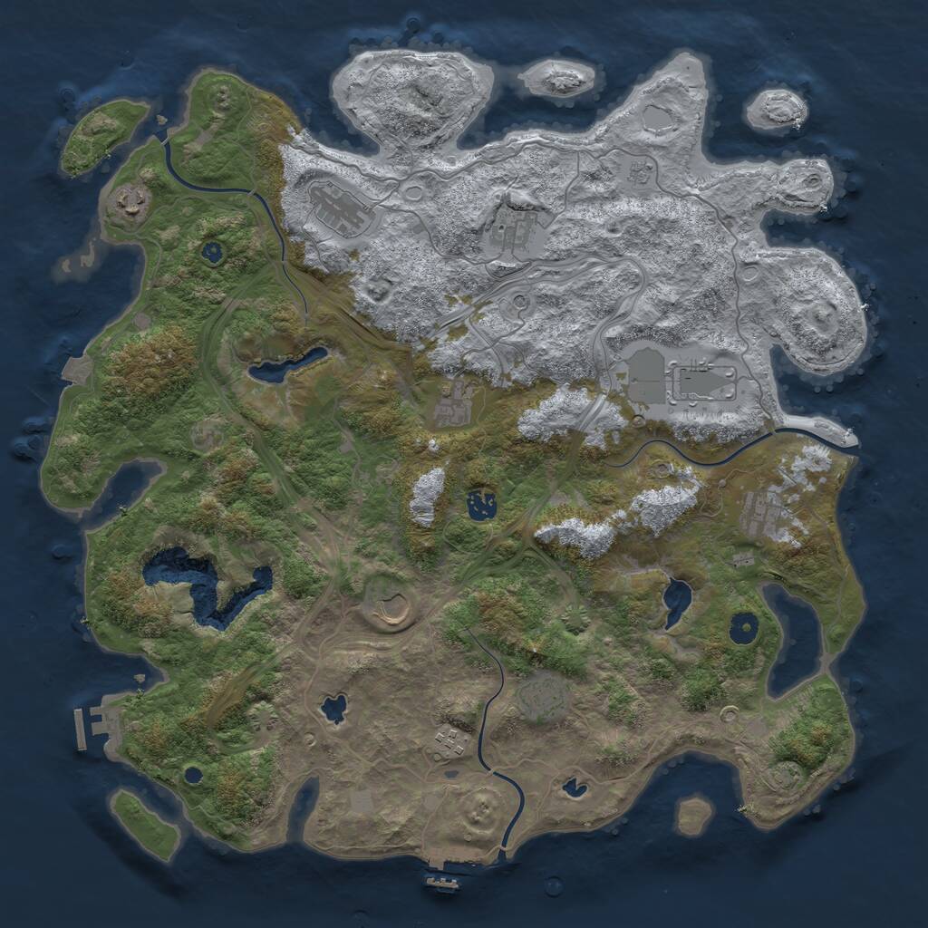 Rust Map: Procedural Map, Size: 4500, Seed: 554423099, 16 Monuments