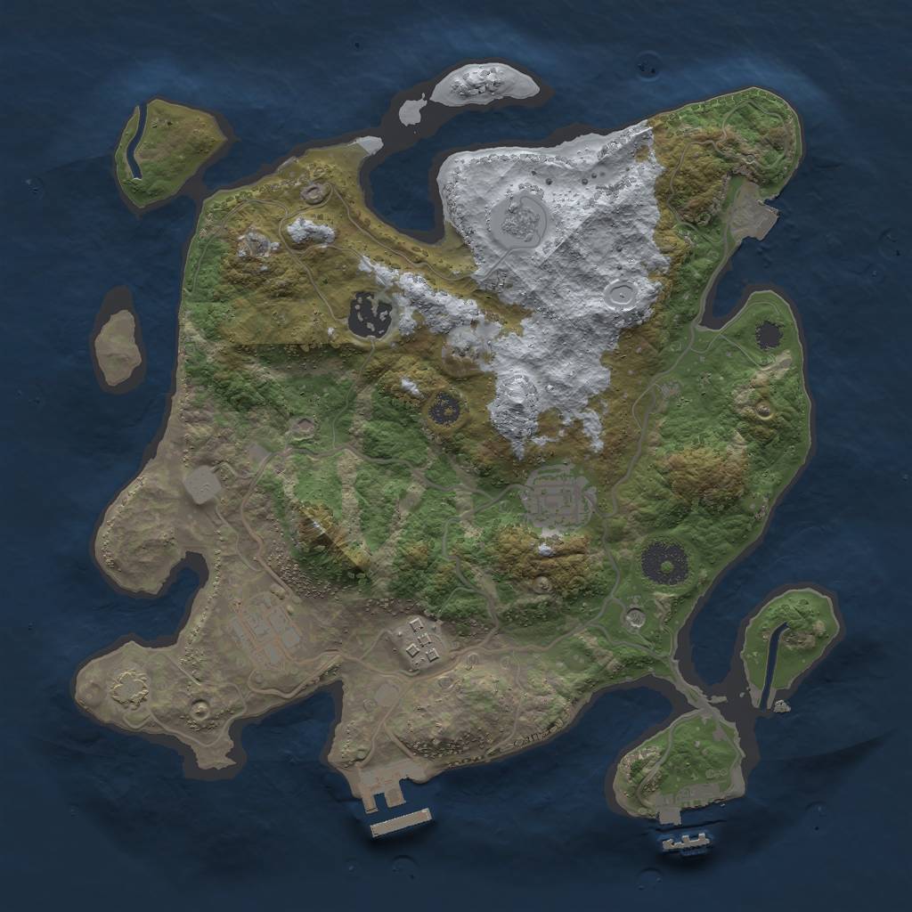Rust Map: Procedural Map, Size: 3000, Seed: 29327, 12 Monuments