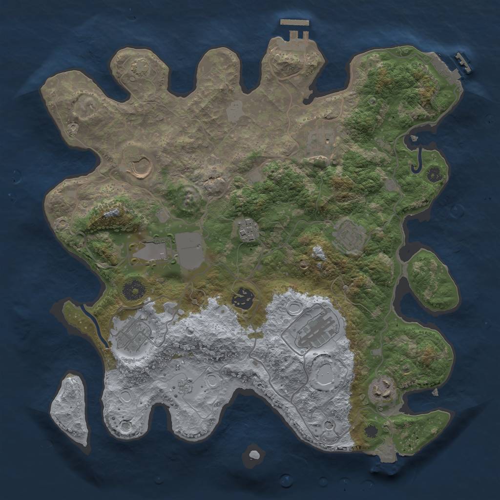 Rust Map: Procedural Map, Size: 3500, Seed: 9761, 17 Monuments