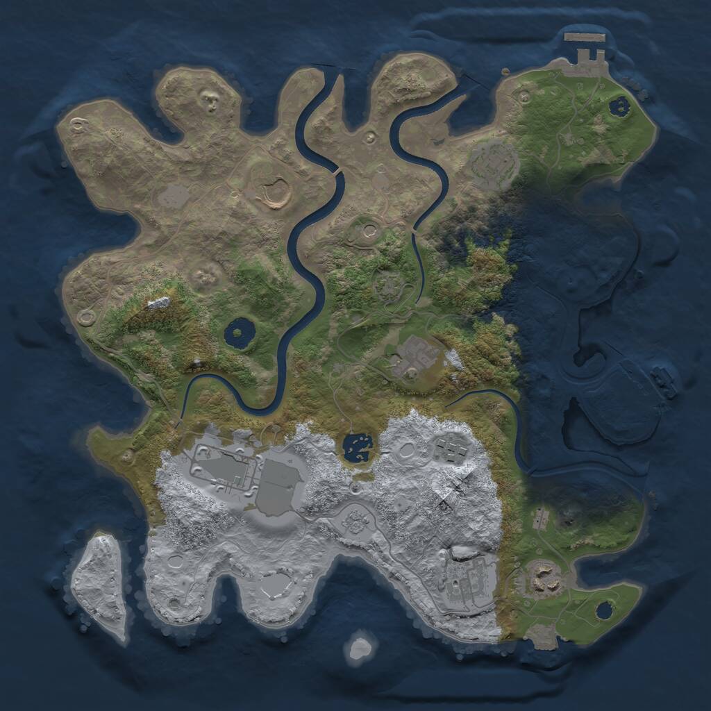 Rust Map: Procedural Map, Size: 3500, Seed: 9761, 14 Monuments