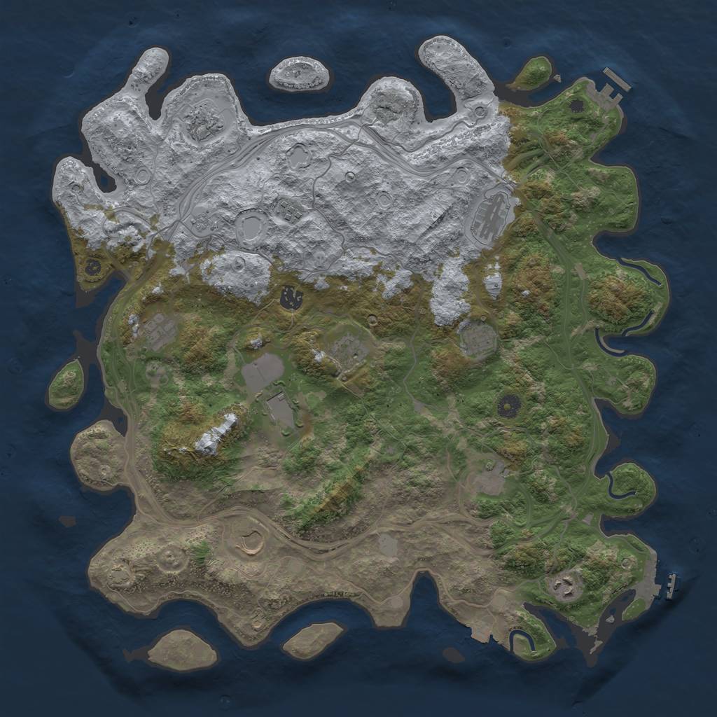 Rust Map: Procedural Map, Size: 4500, Seed: 987613, 19 Monuments