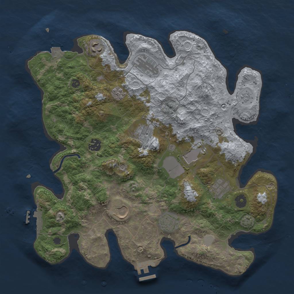 Rust Map: Procedural Map, Size: 3500, Seed: 2051213269, 17 Monuments