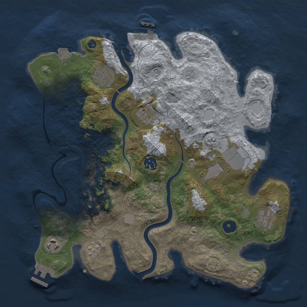 Rust Map: Procedural Map, Size: 3500, Seed: 2051213269, 13 Monuments