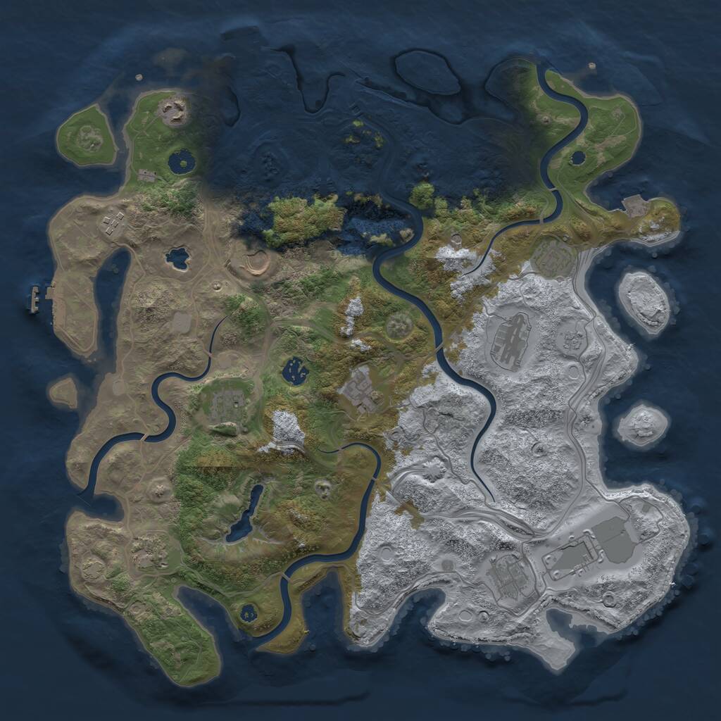 Rust Map: Procedural Map, Size: 4250, Seed: 679523283, 17 Monuments