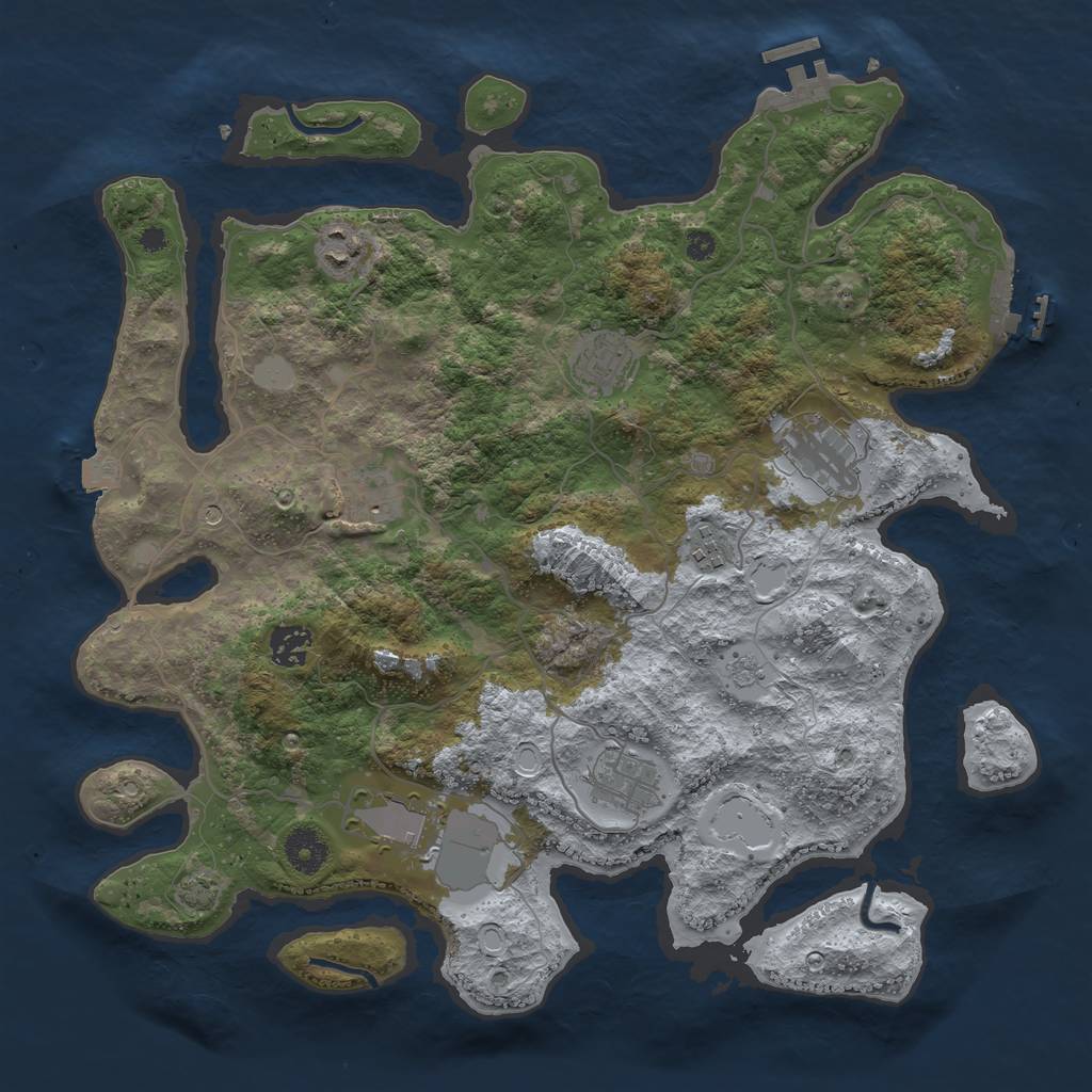 Rust Map: Procedural Map, Size: 3750, Seed: 671130954, 16 Monuments