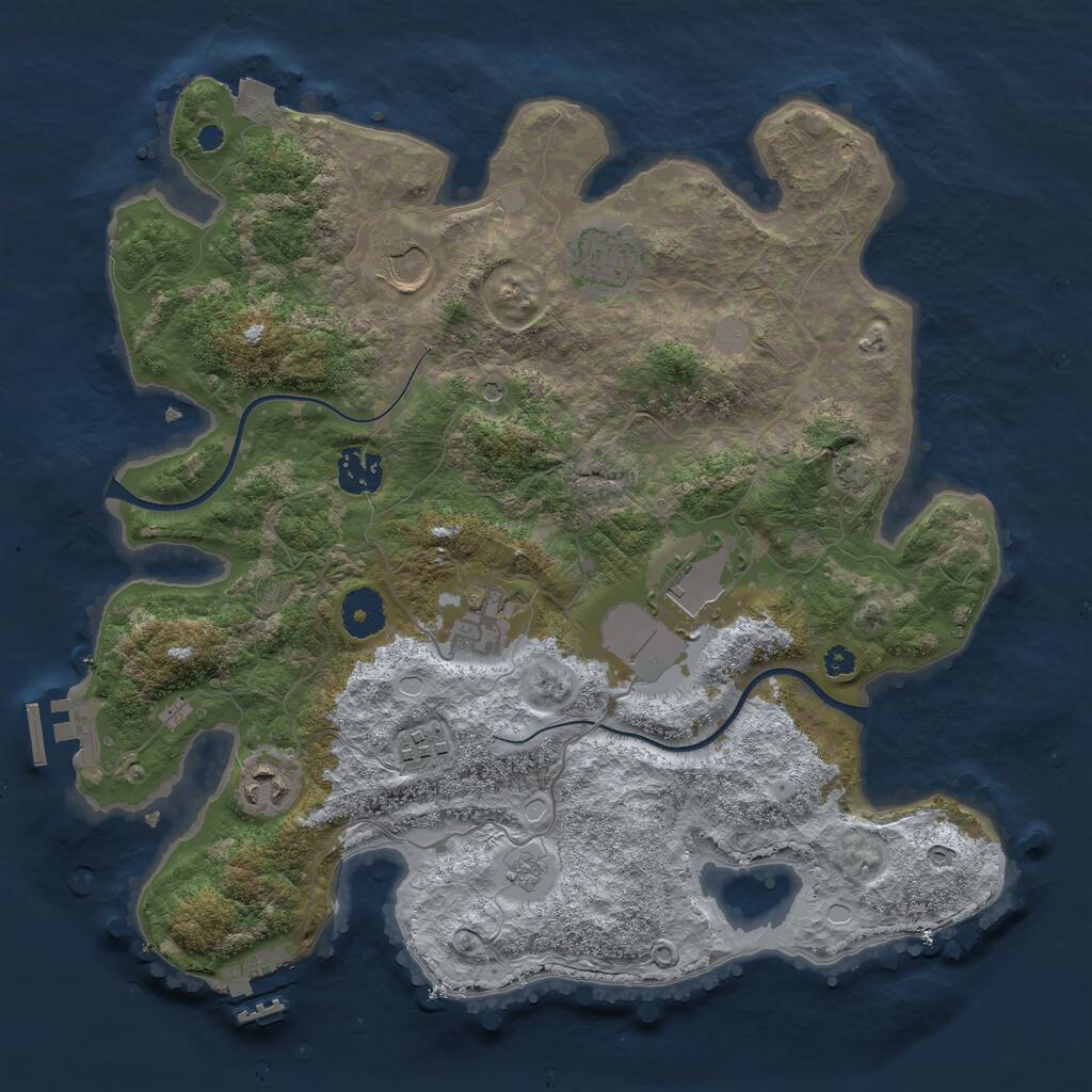 Rust Map: Procedural Map, Size: 3500, Seed: 1180418888, 13 Monuments