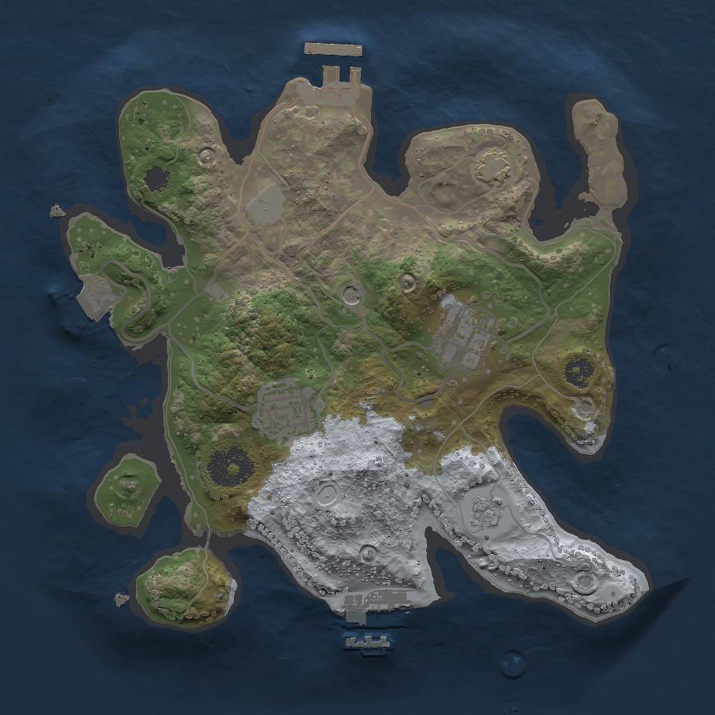 Rust Map: Procedural Map, Size: 2500, Seed: 703287577, 10 Monuments