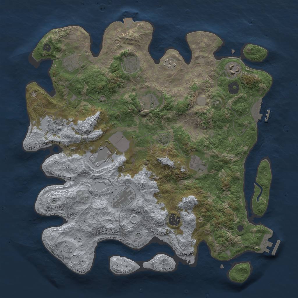 Rust Map: Procedural Map, Size: 3750, Seed: 921347825, 18 Monuments