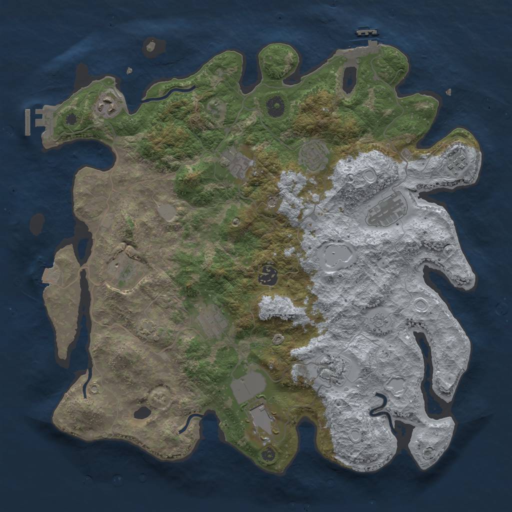 Rust Map: Procedural Map, Size: 3900, Seed: 2789654, 18 Monuments