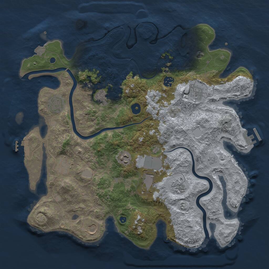 Rust Map: Procedural Map, Size: 3900, Seed: 2789654, 18 Monuments