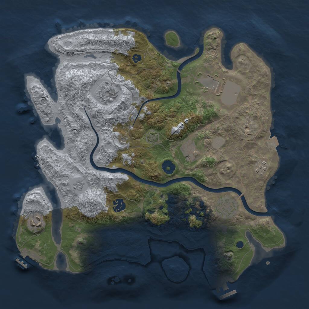 Rust Map: Procedural Map, Size: 3500, Seed: 743730, 15 Monuments