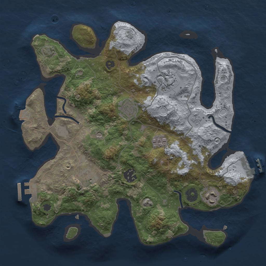 Rust Map: Procedural Map, Size: 3000, Seed: 76783279, 14 Monuments