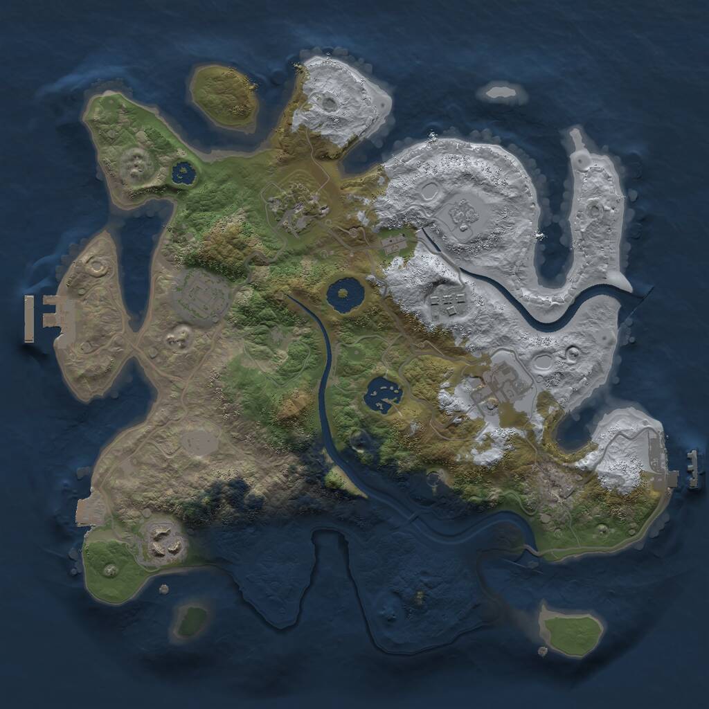 Rust Map: Procedural Map, Size: 3000, Seed: 76783279, 13 Monuments