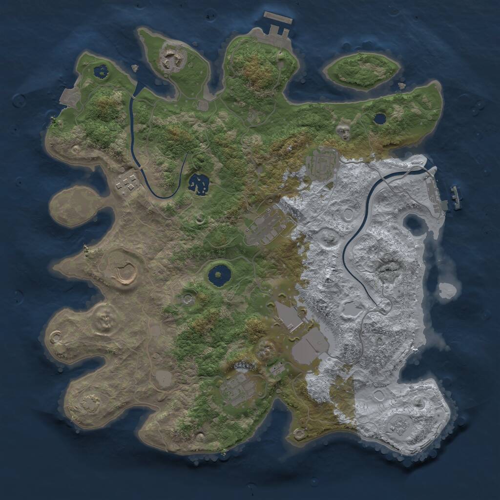 Rust Map: Procedural Map, Size: 3500, Seed: 1475884375, 16 Monuments