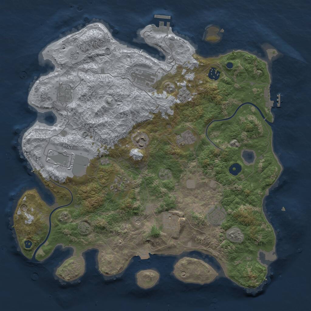 Rust Map: Procedural Map, Size: 3888, Seed: 7001721, 18 Monuments