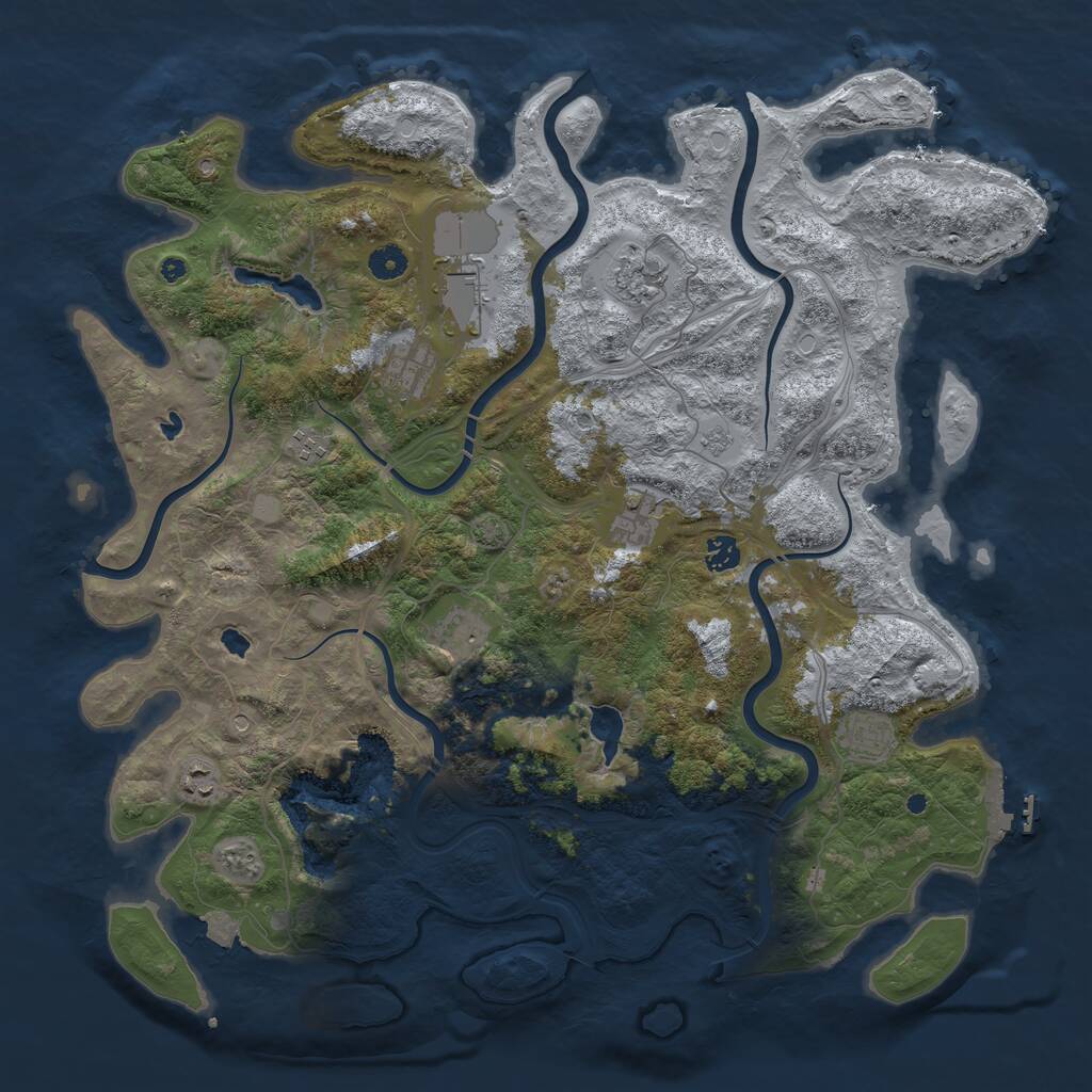 Rust Map: Procedural Map, Size: 4500, Seed: 1827634, 14 Monuments