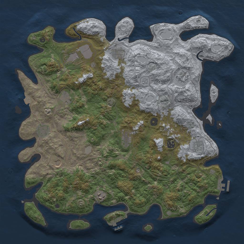 Rust Map: Procedural Map, Size: 4500, Seed: 1827634, 19 Monuments