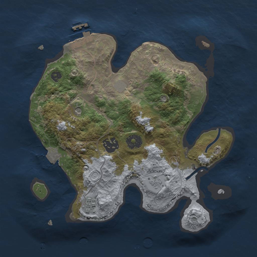 Rust Map: Procedural Map, Size: 2501, Seed: 50000, 8 Monuments