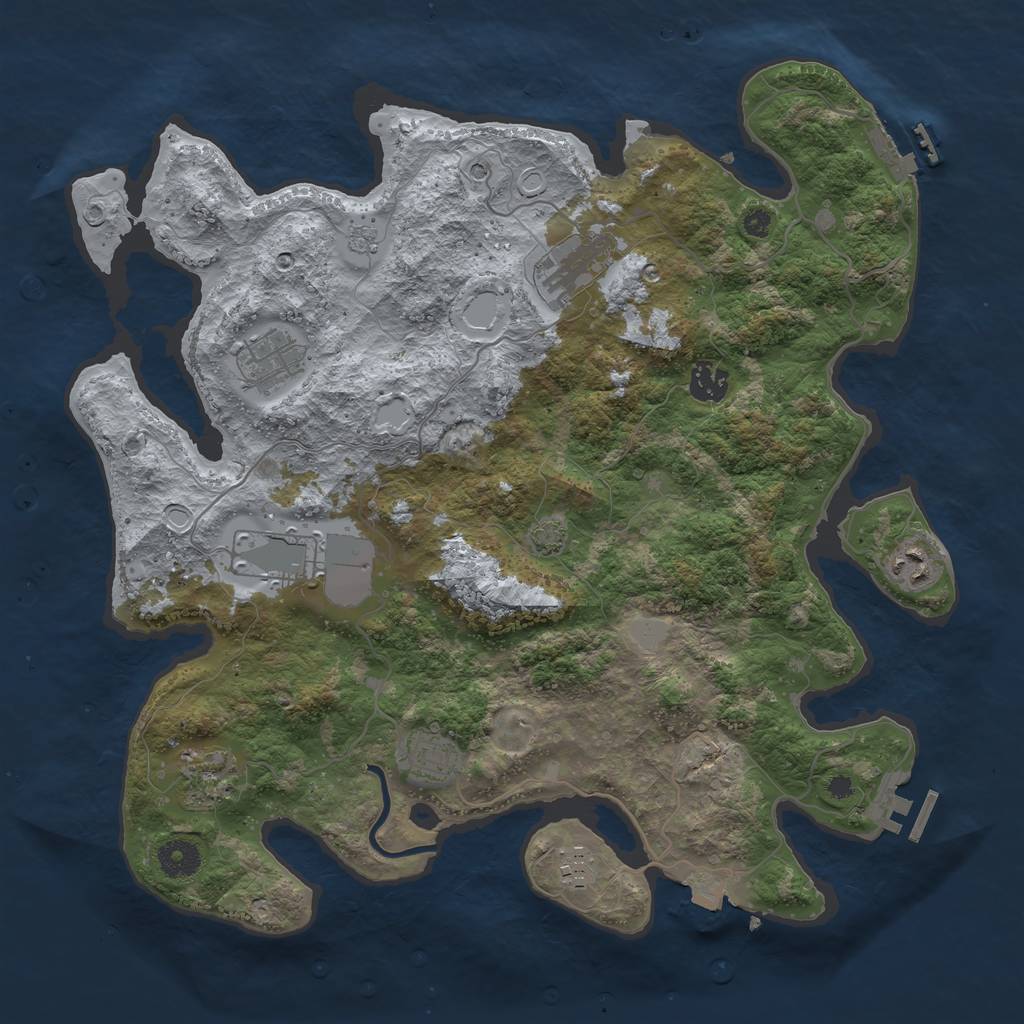 Rust Map: Procedural Map, Size: 3800, Seed: 125233813, 16 Monuments