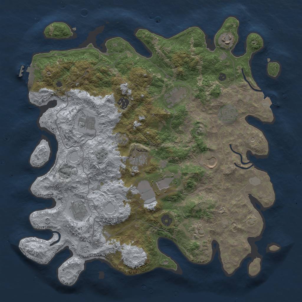 Rust Map: Procedural Map, Size: 4000, Seed: 791777393, 18 Monuments
