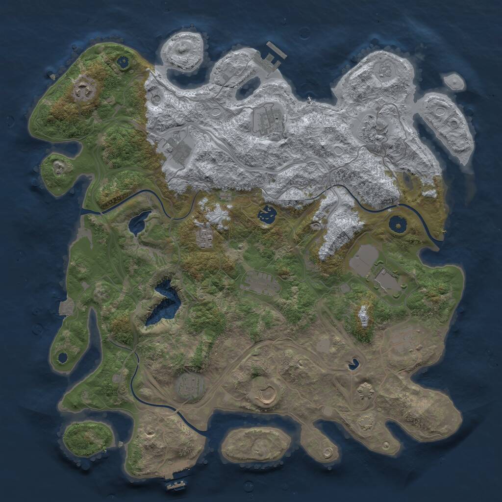 Rust Map: Procedural Map, Size: 4250, Seed: 1360717120, 17 Monuments
