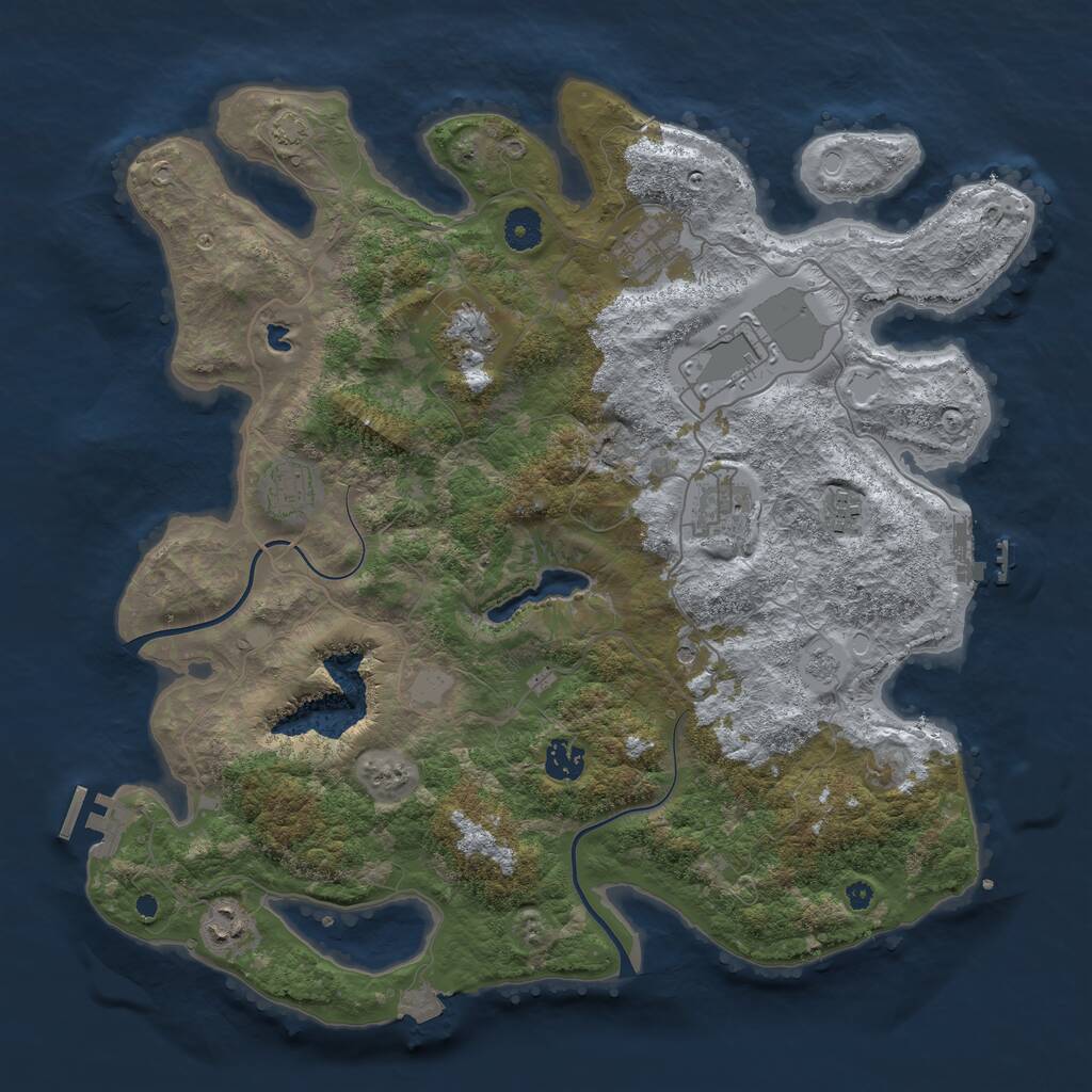 Rust Map: Procedural Map, Size: 4000, Seed: 30090000, 14 Monuments