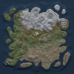 Thumbnail Rust Map: Procedural Map, Size: 4100, Seed: 32165772, 19 Monuments