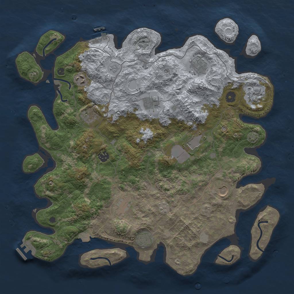 Rust Map: Procedural Map, Size: 4100, Seed: 32165772, 19 Monuments