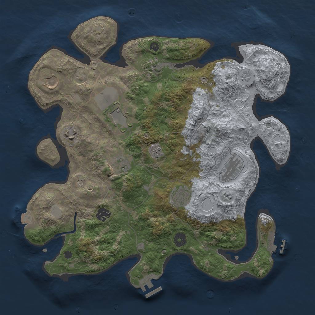 Rust Map: Procedural Map, Size: 3500, Seed: 1761418037, 17 Monuments