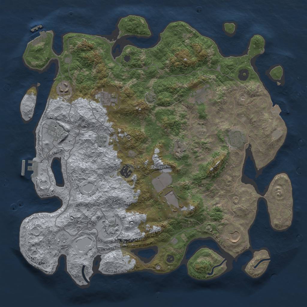 Rust Map: Procedural Map, Size: 4000, Seed: 1372122937, 18 Monuments