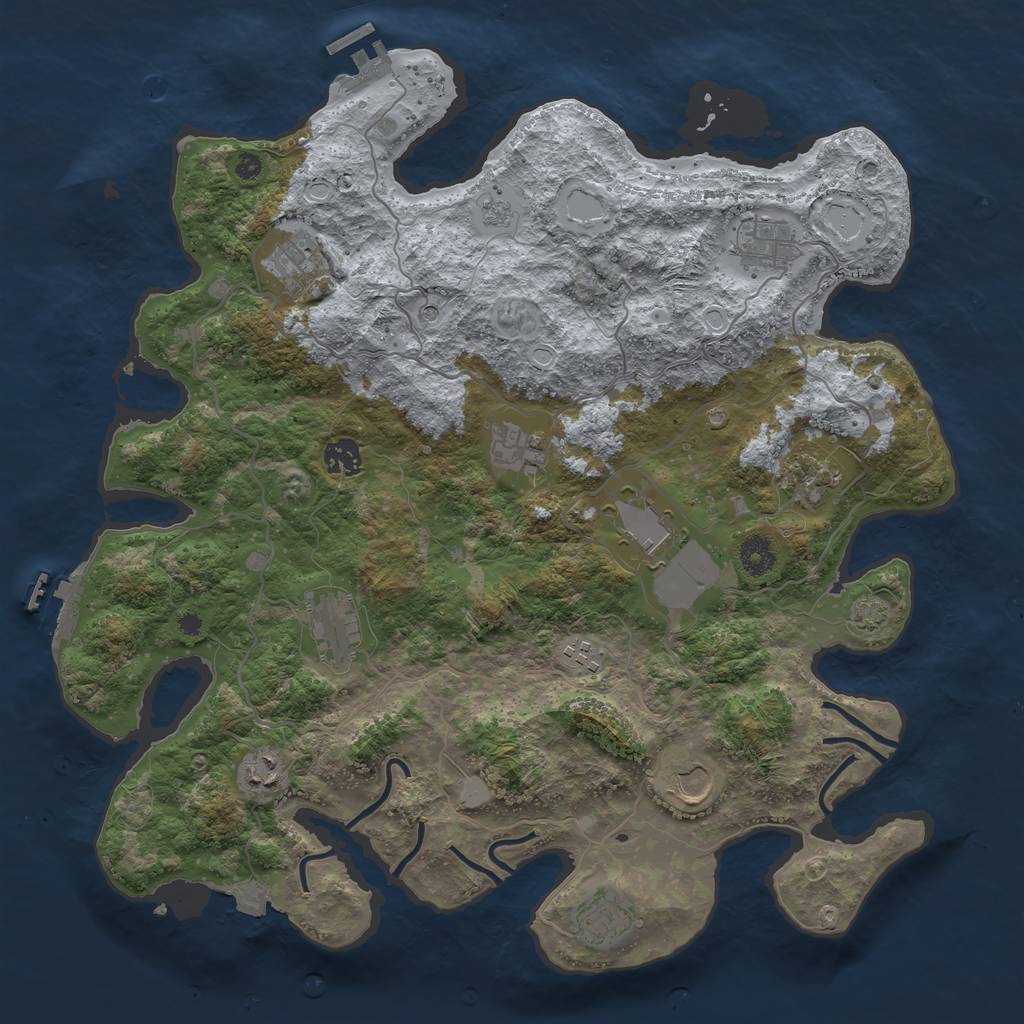 Rust Map: Procedural Map, Size: 4000, Seed: 883944317, 19 Monuments