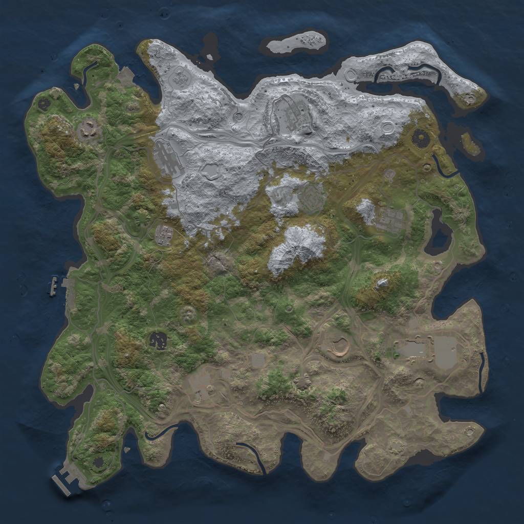 Rust Map: Procedural Map, Size: 4250, Seed: 1902949409, 18 Monuments