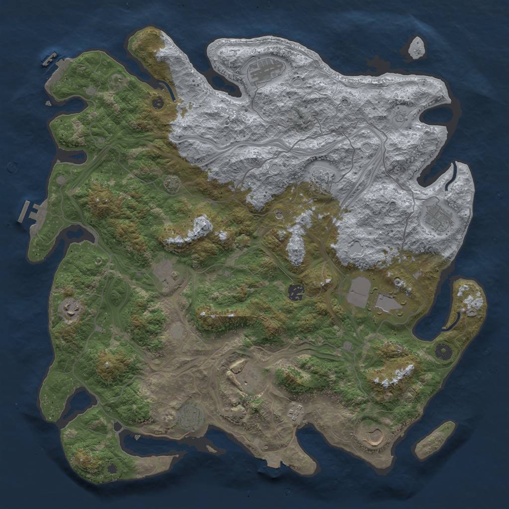 Rust Map: Procedural Map, Size: 4500, Seed: 12485, 19 Monuments