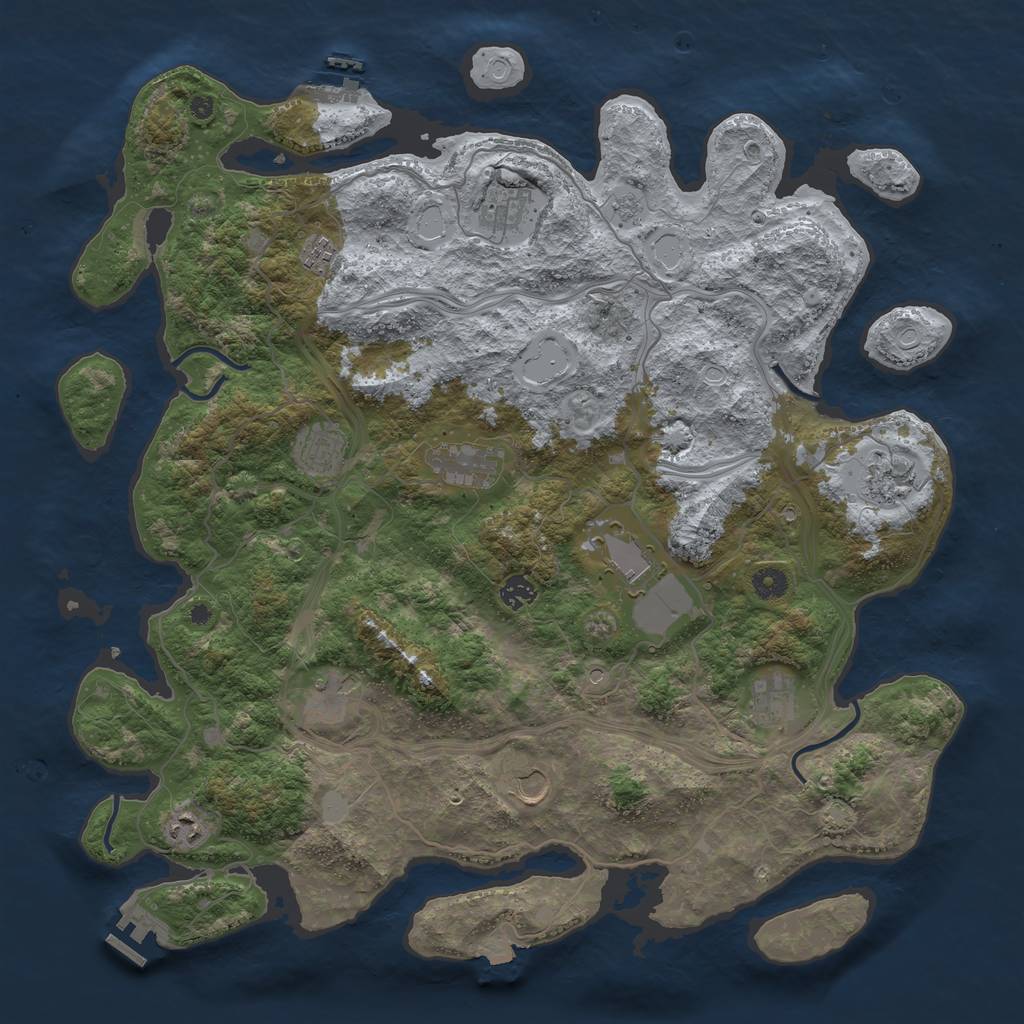 Rust Map: Procedural Map, Size: 4500, Seed: 512131389, 19 Monuments