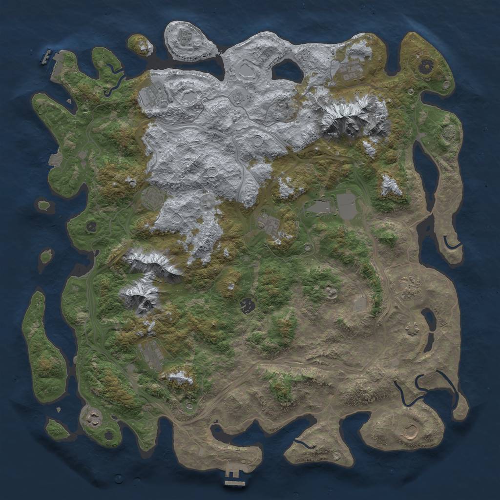 Rust Map: Procedural Map, Size: 5000, Seed: 725059611, 19 Monuments