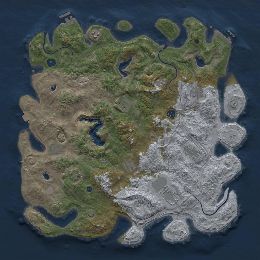Rust Map: Procedural Map, Size: 4500, Seed: 538044149, 16 Monuments