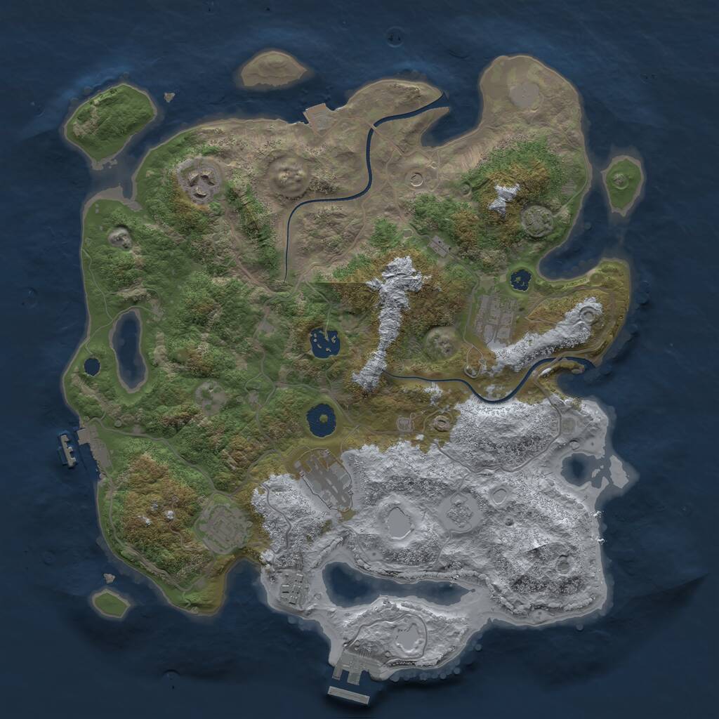 Rust Map: Procedural Map, Size: 3500, Seed: 1425566439, 12 Monuments