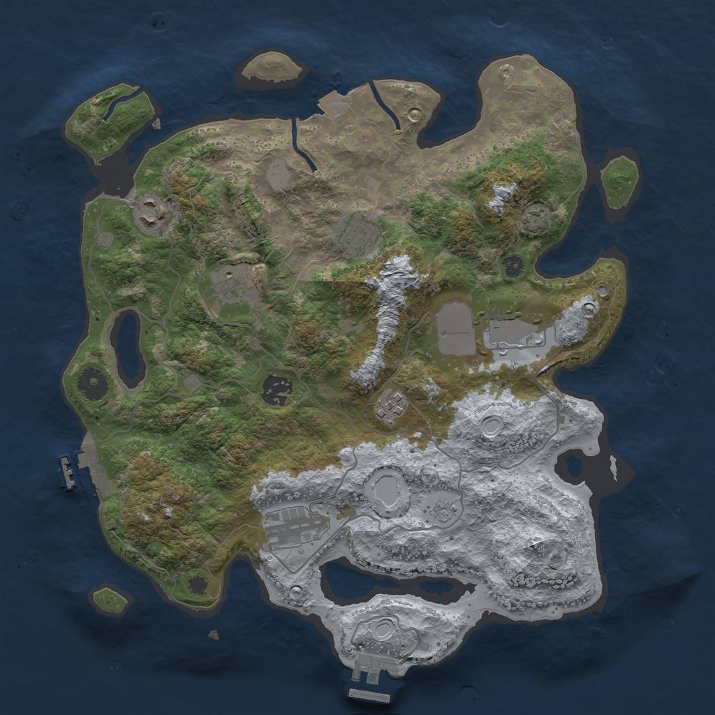 Rust Map: Procedural Map, Size: 3500, Seed: 1425566439, 14 Monuments