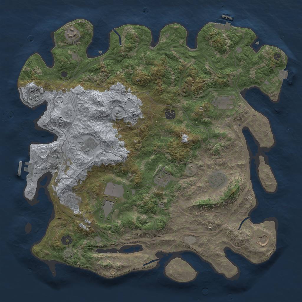 Rust Map: Procedural Map, Size: 4250, Seed: 636506860, 18 Monuments