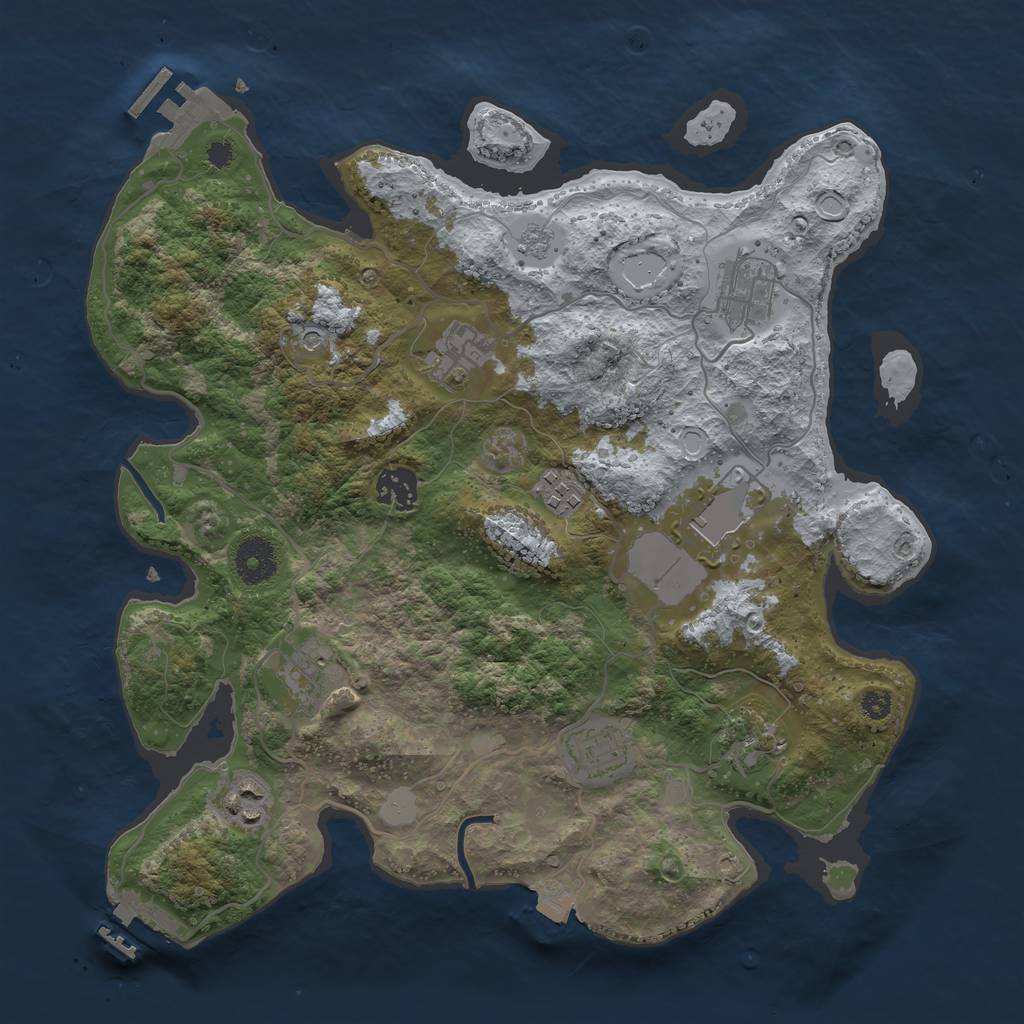 Rust Map: Procedural Map, Size: 3500, Seed: 20629026, 16 Monuments