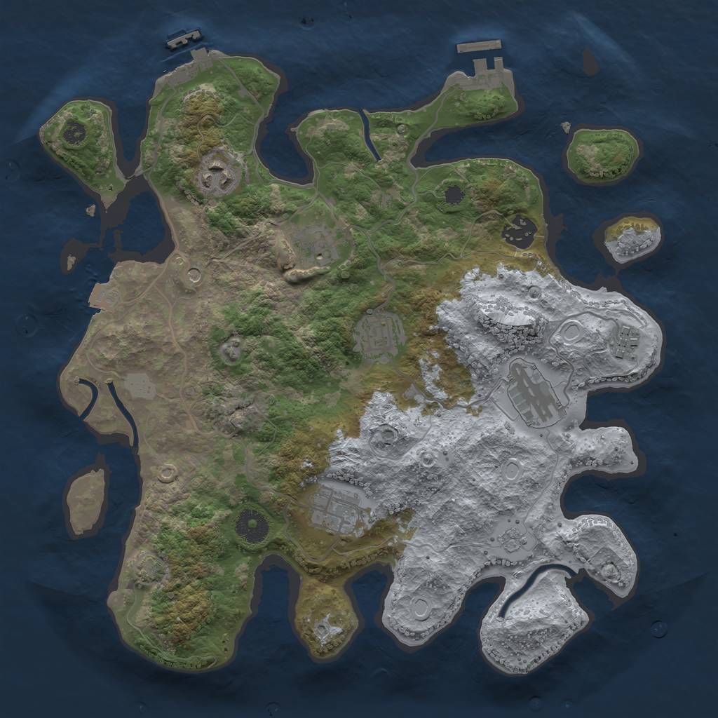 Rust Map: Procedural Map, Size: 3300, Seed: 1198348774, 15 Monuments