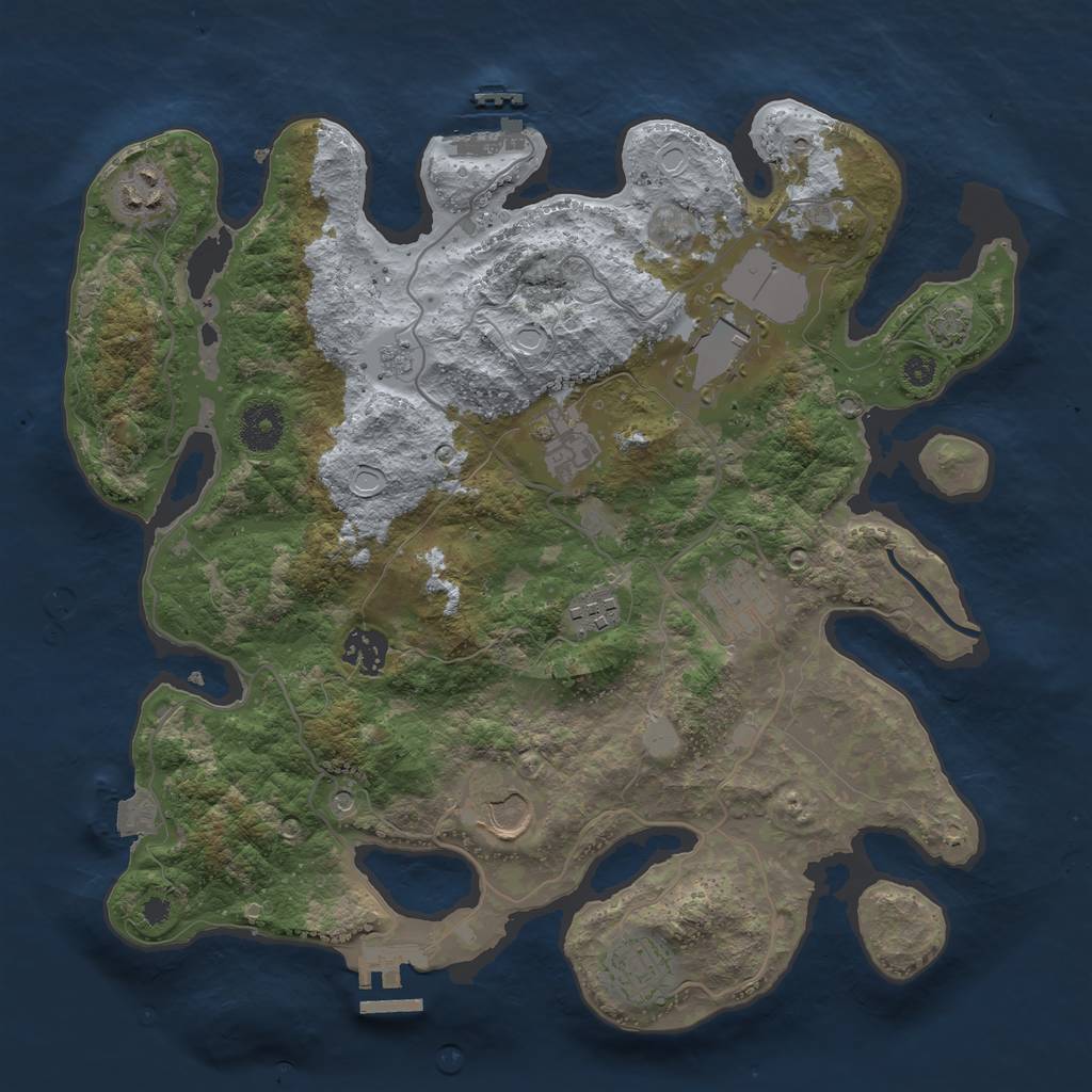 Rust Map: Procedural Map, Size: 3500, Seed: 900288122, 16 Monuments